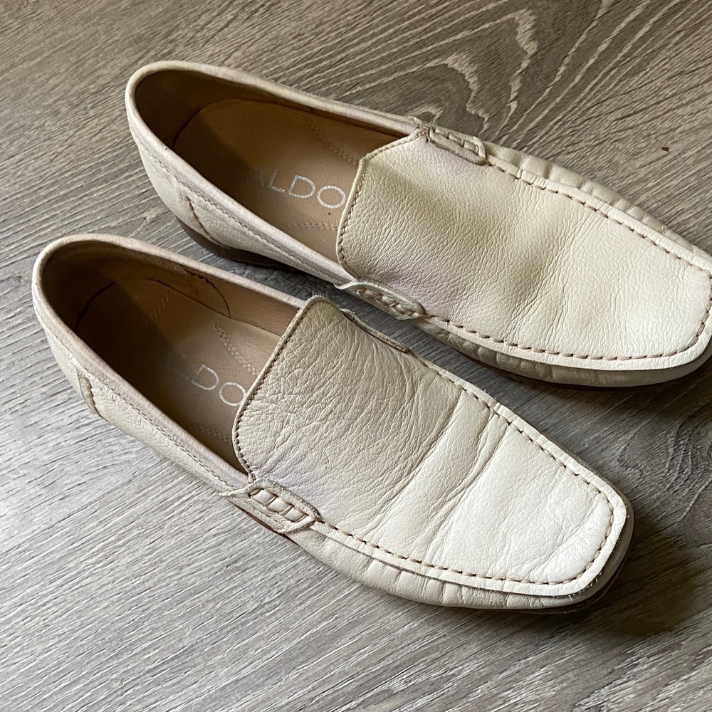 Aldo Women's Cream Leather Loafers